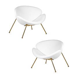 Набор 2 шт Кресло дизайнерское DOBRIN EMILY, белый винил YP17, золотое основание, Вариант: белый винил YP17, золотое основание | Интернет магазин мебели и декора LifeDekor