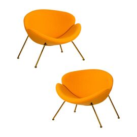 Набор 2 шт Кресло дизайнерское DOBRIN EMILY, желтая ткань AF13, золотое основание, Вариант: желтая ткань AF13, золотое основание | Интернет магазин мебели и декора LifeDekor