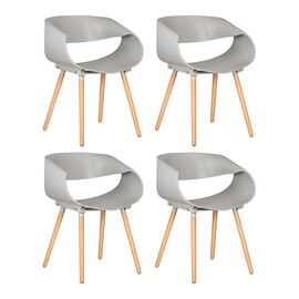 Набор 4 шт Стул обеденный DOBRIN ALIEN, ножки светлый бук, цвет светло-серый (GR-01), Вариант: ножки светлый бук, цвет светло-серый (GR-01) | Интернет магазин мебели и декора LifeDekor