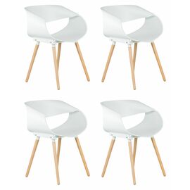 Набор 4 шт Стул обеденный DOBRIN ALIEN, ножки светлый бук, цвет белый (W-02), Вариант: ножки светлый бук, цвет белый (W-02) | Интернет магазин мебели и декора LifeDekor