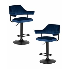 Набор 2 шт Стул барный DOBRIN CHARLY BLACK, синий велюр (MJ9-117), Вариант: синий велюр (MJ9-117) | Интернет магазин мебели и декора LifeDekor