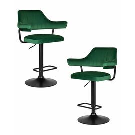 Набор 2 шт Стул барный DOBRIN CHARLY BLACK, зеленый велюр (MJ9-88), Вариант: зеленый велюр (MJ9-88) | Интернет магазин мебели и декора LifeDekor