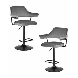 Набор 2 шт Стул барный DOBRIN CHARLY BLACK, серый велюр (MJ9-75), Вариант: серый велюр (MJ9-75) | Интернет магазин мебели и декора LifeDekor