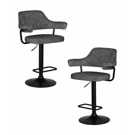 Набор 2 шт Стул барный DOBRIN CHARLY BLACK, серый твид (LEO11), Вариант: серый твид (LEO11) | Интернет магазин мебели и декора LifeDekor
