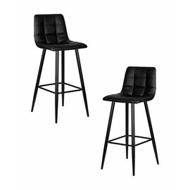 Набор 2 шт Стул барный DOBRIN NICOLE, черные матовые ножки, черная экокожа (P-01), Вариант: черные матовые ножки, чёрная экокожа (P-01) | Интернет магазин мебели и декора LifeDekor