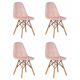Набор 4 шт Стул обеденный DOBRIN BENNET, ножки светлый бук, пудрово-розовый велюр (HLR-39), Вариант: ножки светлый бук, пудрово-розовый велюр (HLR-39) | Интернет магазин мебели и декора LifeDekor