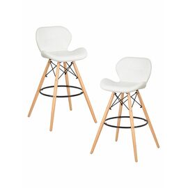 Набор 2 шт Стул барный DOBRIN BUTTERFLY BAR, ножки светлый бук, цвет белый, Вариант: ножки светлый бук, цвет белый | Интернет магазин мебели и декора LifeDekor