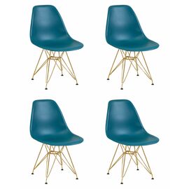 Набор 4 шт Стул обеденный DOBRIN DSR, ножки золотые, цвет морской волны (G-05), Вариант: ножки золотые, цвет морской волны (G-05) | Интернет магазин мебели и декора LifeDekor