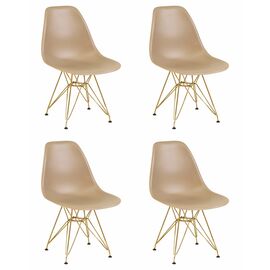 Набор 4 шт Стул обеденный DOBRIN DSR, ножки золотые, цвет бежевый (GR-03), Вариант: ножки золотые, цвет бежевый (GR-03) | Интернет магазин мебели и декора LifeDekor