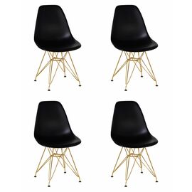 Набор 4 шт Стул обеденный DOBRIN DSR, ножки золотые, цвет чёрный (B-03), Вариант: ножки золотые, цвет чёрный (B-03) | Интернет магазин мебели и декора LifeDekor