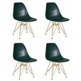 Набор 4 шт Стул обеденный DOBRIN DSR, ножки золотые, цвет тёмно-зеленый (G-13), Вариант: ножки золотые, цвет тёмно-зеленый (G-13) | Интернет магазин мебели и декора LifeDekor
