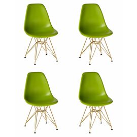 Набор 4 шт Стул обеденный DOBRIN DSR, ножки золотые, цвет салатовый (G-08), Вариант: ножки золотые, цвет салатовый (G-08) | Интернет магазин мебели и декора LifeDekor