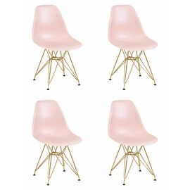 Набор 4 шт Стул обеденный DOBRIN DSR, ножки золотые, цвет светло-розовый (PK-02), Вариант: ножки золотые, цвет светло-розовый (PK-02) | Интернет магазин мебели и декора LifeDekor