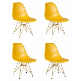 Набор 4 шт Стул обеденный DOBRIN DSR, ножки золотые, цвет горчичный (Y-03), Вариант: ножки золотые, цвет горчичный (Y-03) | Интернет магазин мебели и декора LifeDekor