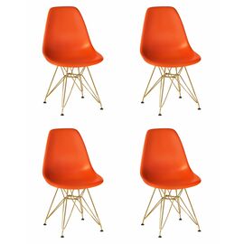 Набор 4 шт Стул обеденный DOBRIN DSR, ножки золотые, цвет оранжевый (O-02), Вариант: ножки золотые, цвет оранжевый (O-02) | Интернет магазин мебели и декора LifeDekor