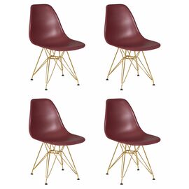 Набор 4 шт Стул обеденный DOBRIN DSR, ножки золотые, цвет сливовый (R-13), Вариант: ножки золотые, цвет сливовый (R-13) | Интернет магазин мебели и декора LifeDekor