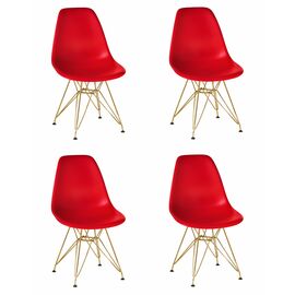 Набор 4 шт Стул обеденный DOBRIN DSR, ножки золотые, цвет красный (R-02), Вариант: ножки золотые, цвет красный (R-02) | Интернет магазин мебели и декора LifeDekor