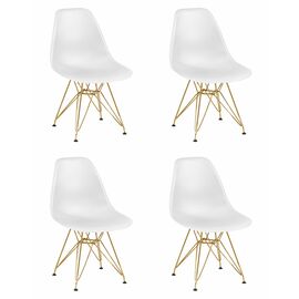 Набор 4 шт Стул обеденный DOBRIN DSR, ножки золотые, цвет белый (W-02), Вариант: ножки золотые, цвет белый (W-02) | Интернет магазин мебели и декора LifeDekor