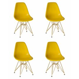 Набор 4 шт Стул обеденный DOBRIN DSR, ножки золотые, цвет жёлтый (Y-01), Вариант: ножки золотые, цвет жёлтый (Y-01) | Интернет магазин мебели и декора LifeDekor