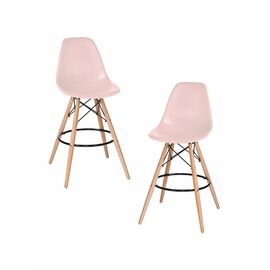 Набор 2 шт Стул барный DOBRIN DSW BAR, ножки светлый бук, цвет сиденья светло-розовый (PK-02), Вариант: ножки светлый бук, цвет сиденья светло-розовый (PK-02) | Интернет магазин мебели и декора LifeDekor