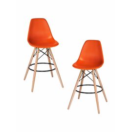 Набор 2 шт Стул барный DOBRIN DSW BAR, ножки светлый бук, цвет сиденья оранжевый (O-02), Вариант: ножки светлый бук, цвет сиденья оранжевый (O-02) | Интернет магазин мебели и декора LifeDekor