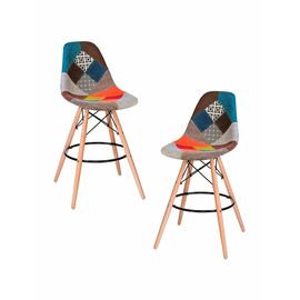 Набор 2 шт Стул барный DOBRIN DSW BAR, ножки светлый бук, цвет сиденья мозаика, Вариант: ножки светлый бук, цвет сиденья мозаика | Интернет магазин мебели и декора LifeDekor