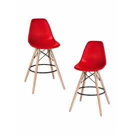Набор 2 шт Стул барный DOBRIN DSW BAR, ножки светлый бук, цвет сиденья красный (R-02), Вариант: ножки светлый бук, цвет сиденья красный (R-02) | Интернет магазин мебели и декора LifeDekor
