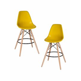 Набор 2 шт Стул барный DOBRIN DSW BAR, ножки светлый бук, цвет сиденья жёлтый (Y-01), Вариант: ножки светлый бук, цвет сиденья жёлтый (Y-01) | Интернет магазин мебели и декора LifeDekor