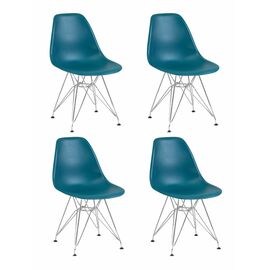 Набор 4 шт Стул обеденный DOBRIN DSR, ножки хром, цвет морской волны (G-05), Вариант: ножки хром, цвет морской волны (G-05) | Интернет магазин мебели и декора LifeDekor