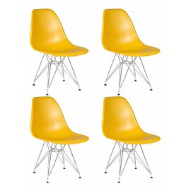 Набор 4 шт Стул обеденный DOBRIN DSR, ножки хром, цвет горчичный (Y-03), Вариант: ножки хром, цвет горчичный (Y-03) | Интернет магазин мебели и декора LifeDekor