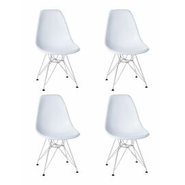 Набор 4 шт Стул обеденный DOBRIN DSR, ножки хром, цвет белый (W-02), Вариант: ножки хром, цвет белый (W-02) | Интернет магазин мебели и декора LifeDekor