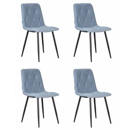 Набор 4 шт Стул обеденный DOBRIN CHILLY ROMBO, Серо-голубой Simple 26, основание черное, Вариант: Серо-голубой Simple 26, основание черное | Интернет магазин мебели и декора LifeDekor
