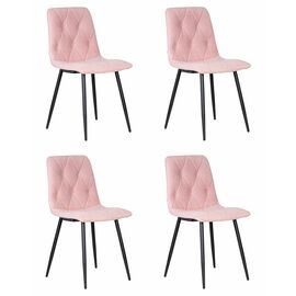 Набор 4 шт Стул обеденный DOBRIN CHILLY ROMBO, Розовый Simple 03, основание черное, Вариант: Розовый Simple 03, основание черное | Интернет магазин мебели и декора LifeDekor