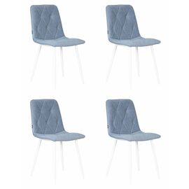 Набор 4 шт Стул обеденный DOBRIN CHILLY ROMBO, Серо-голубой Simple 26, основание белый, Вариант: Серо-голубой Simple 26, основание белый | Интернет магазин мебели и декора LifeDekor