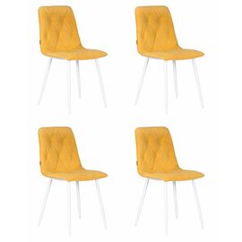 Набор 4 шт Стул обеденный DOBRIN CHILLY ROMBO, Горчичный Simple 15, основание белый, Вариант: Горчичный Simple 15, основание белый | Интернет магазин мебели и декора LifeDekor