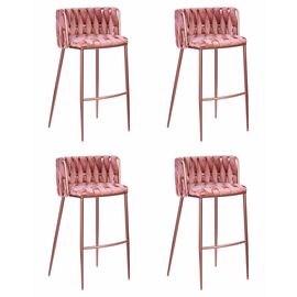 Набор 4 шт Стул барный DOBRIN EMMA ROSE GOLD, розовый велюр (VF-10), Вариант: розовый велюр (VF-10) | Интернет магазин мебели и декора LifeDekor