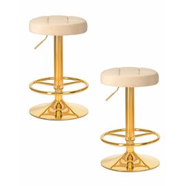 Набор 2 шт Табурет барный DOBRIN BRUNO GOLD, бежевый велюр (MJ9-10), Вариант: бежевый велюр (MJ9-10) | Интернет магазин мебели и декора LifeDekor