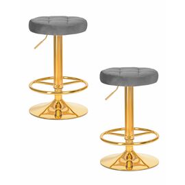 Набор 2 шт Табурет барный DOBRIN BRUNO GOLD, серый велюр (MJ9-75), Вариант: серый велюр (MJ9-75) | Интернет магазин мебели и декора LifeDekor