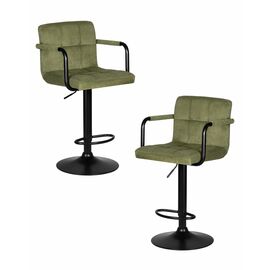 Набор 2 шт Стул барный DOBRIN KRUGER ARM BLACK, зеленый вельвет (LAR-E2041-7), Вариант: зеленый вельвет (LAR-E2041-7) | Интернет магазин мебели и декора LifeDekor