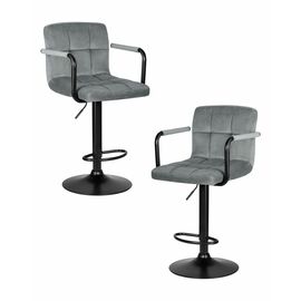 Набор 2 шт Стул барный DOBRIN KRUGER ARM BLACK, серый велюр (MJ9-75), Вариант: серый велюр (MJ9-75) | Интернет магазин мебели и декора LifeDekor