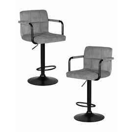 Набор 2 шт Стул барный DOBRIN KRUGER ARM BLACK, серый вельвет (LAR-E2041-25), Вариант: серый вельвет (LAR-E2041-25) | Интернет магазин мебели и декора LifeDekor