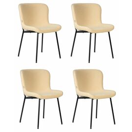 Набор 4 шт Стул обеденный DOBRIN MILO, черные ножки, кремовый букле (UF992-02), Вариант: черные ножки, кремовый букле (UF992-02) | Интернет магазин мебели и декора LifeDekor