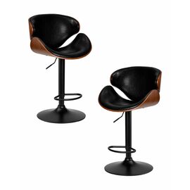 Набор 2 шт Стул барный DOBRIN KARTER BLACK, коричневый орех дерево (BWW), черный PU, Вариант: коричневый орех дерево (BWW), черный PU | Интернет магазин мебели и декора LifeDekor