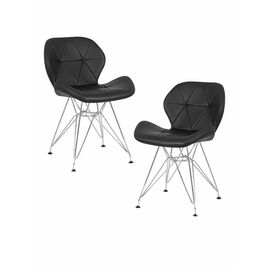 Набор 2 шт Стул обеденный DOBRIN BUTTERFLY CHROME, ножки хром, цвет чёрный | Интернет магазин мебели и декора LifeDekor