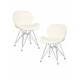 Набор 2 шт Стул обеденный DOBRIN BUTTERFLY CHROME, ножки хром, цвет кремовый | Интернет магазин мебели и декора LifeDekor