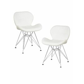 Набор 2 шт Стул обеденный DOBRIN BUTTERFLY CHROME, ножки хром, цвет белый | Интернет магазин мебели и декора LifeDekor