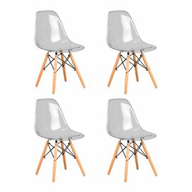 Набор 4 шт Стул обеденный DOBRIN DSW CASPER, ножки светлый бук, цвет прозрачный, Вариант: ножки светлый бук, цвет прозрачный | Интернет магазин мебели и декора LifeDekor