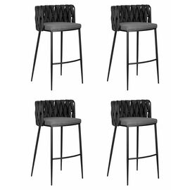 Набор 4 шт Стул барный DOBRIN AMELIA, серая ткань (F-48), темно-серый винтажный PU (MF-12), Вариант: серая ткань (F-48), темно-серый винтажный PU (MF-12) | Интернет магазин мебели и декора LifeDekor