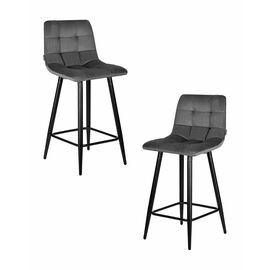 Набор 2 шт Стул полубарный DOBRIN OLIVIA, черные матовые ножки, темно-серый велюр (108-91), Вариант: черные матовые ножки, темно-серый велюр (108-91) | Интернет магазин мебели и декора LifeDekor