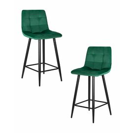 Набор 2 шт Стул полубарный DOBRIN OLIVIA, черные матовые ножки, зелёный велюр (108-64), Вариант: черные матовые ножки, зелёный велюр (108-64) | Интернет магазин мебели и декора LifeDekor